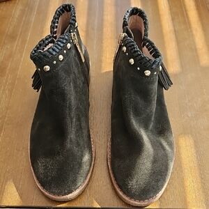 NEVER WORN KATE SPADE SUEDE ANKLE BOOTIES WITH STUDS AND TASSELS